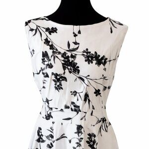 iHot White & Black Floral Fit and Flare Dress | Size L | NWOT